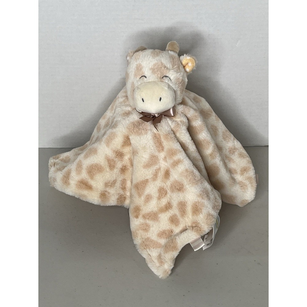 Kelly Toy Giraffe Rattle Baby‎ Security Blanket Plush Ribbons Tan Cream